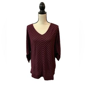 Lane Bryant Women’s Red Black Stripe Top Blouse Plus Size 18/20